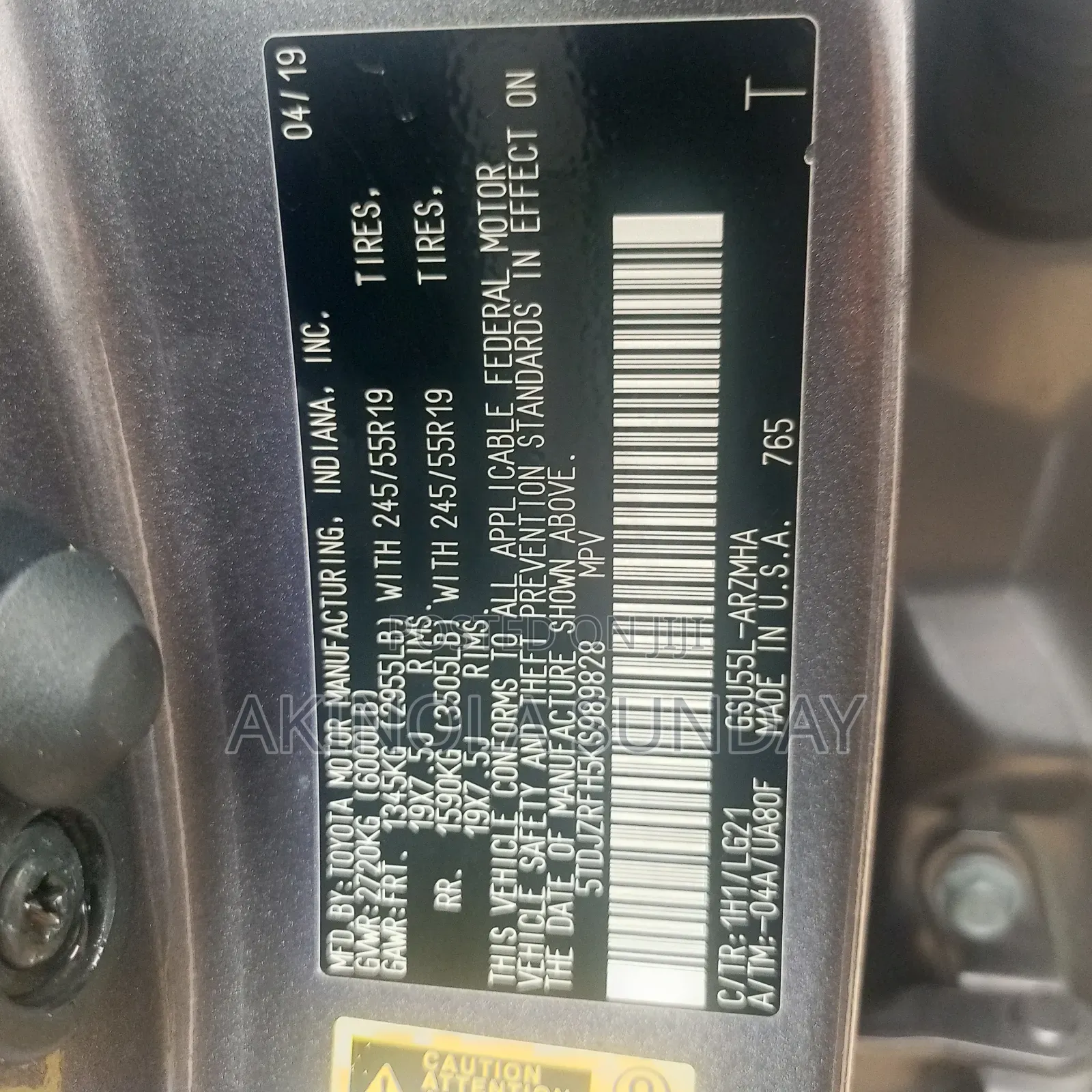 Toyota Highlander 2019 Gray