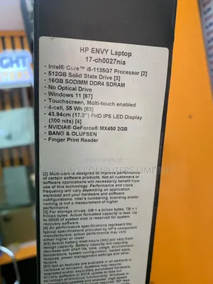 New Laptop HP Envy 17 16GB Intel Core i5 SSD 512GB