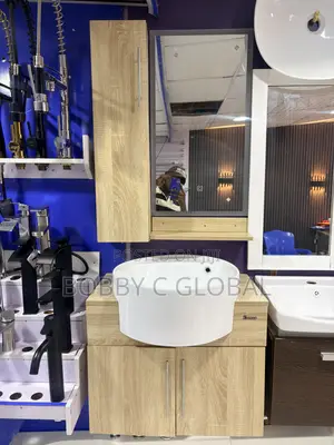 Modern White Countertop Wash Hand Basin With Vanity Cabinet Mirror