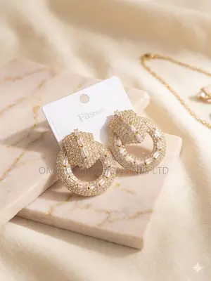 Classy Ladies’ Crystal-Encrusted Hoop Earrings With Rectangular Stone
