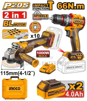 2 in 1 Ingco Cordless Combo Kit Machine