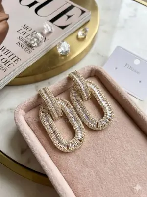 Fashion Brand Women’s Gold-Tone Baguette Crystal Oval Drop Earrings