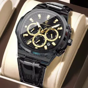 Poedagar Chronograph Men’s Leather Watch – With Box and Bag