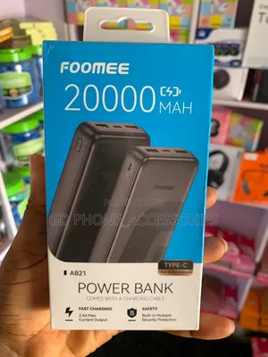 FOOMEE AB21 20000mAh Fast Charging Power Bank (2.4A Max) + Free Cable