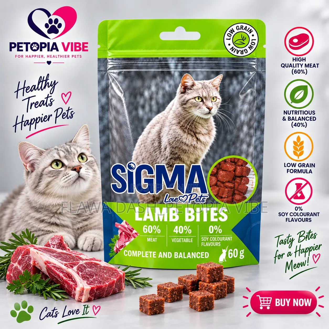 SIGMA Lamb Bites Cat Treats – 60g