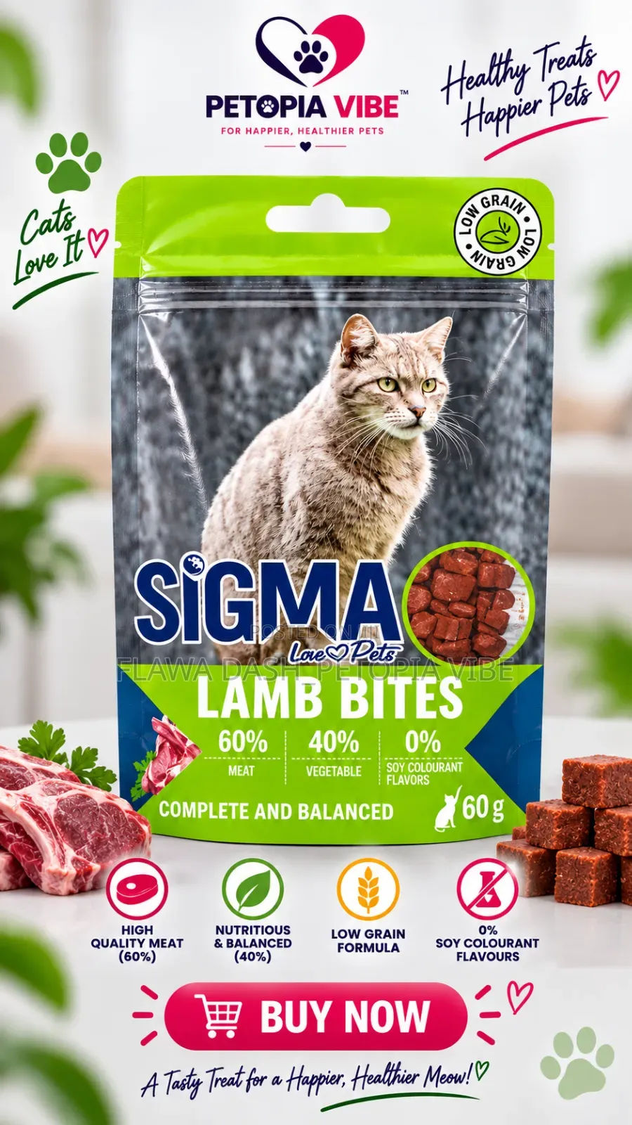 SIGMA Lamb Bites Cat Treats – 60g