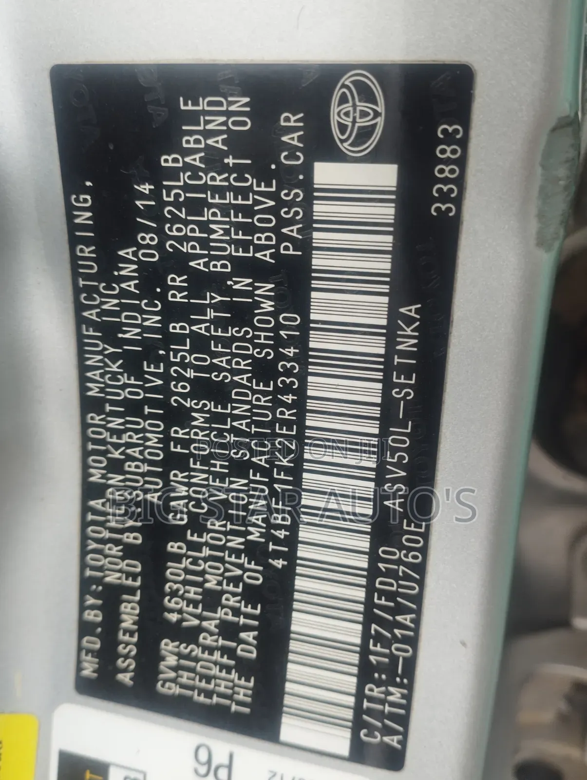 Toyota Camry 2014 Silver