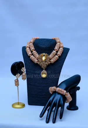 Women's Rose Gold Filigree Citrine Crystal Jewelry Set