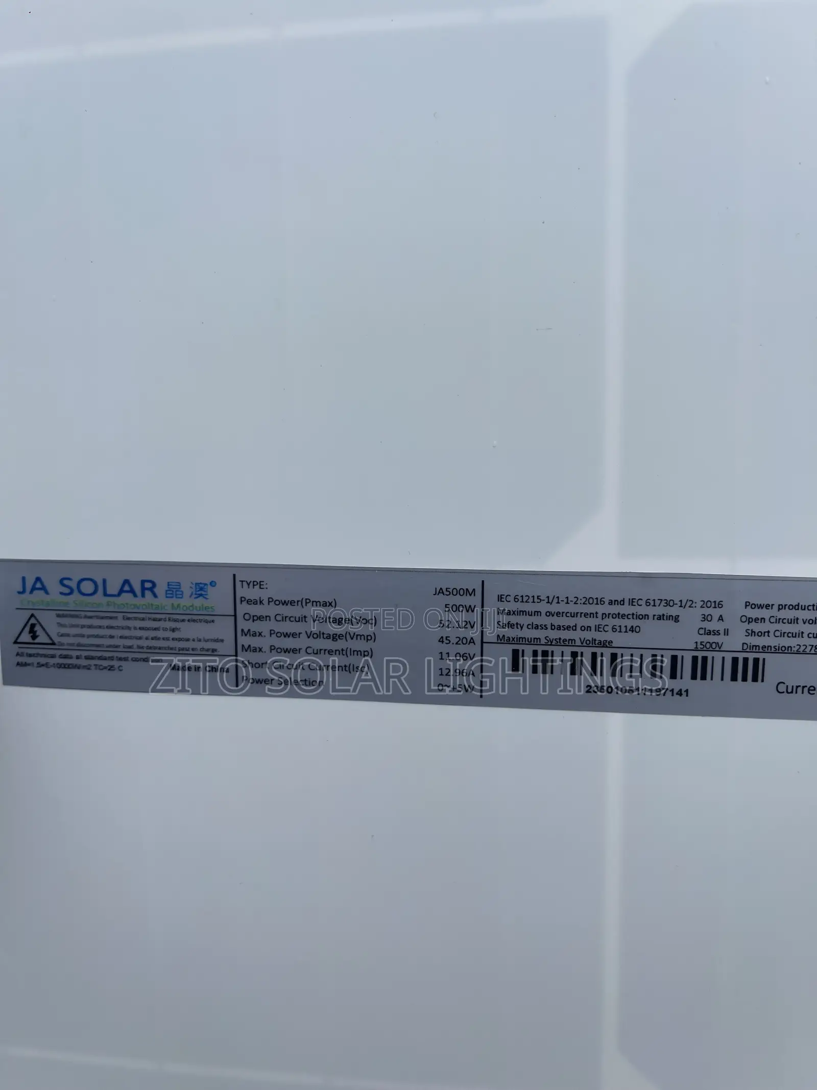 500w JA Solar Panel Is Available