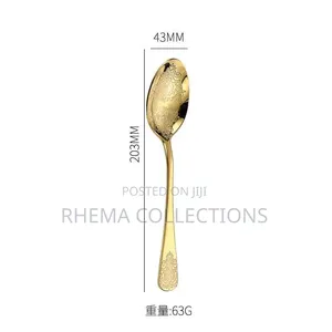 6Pcs Luxury Vintage Gold Engraved Serving Spoon
