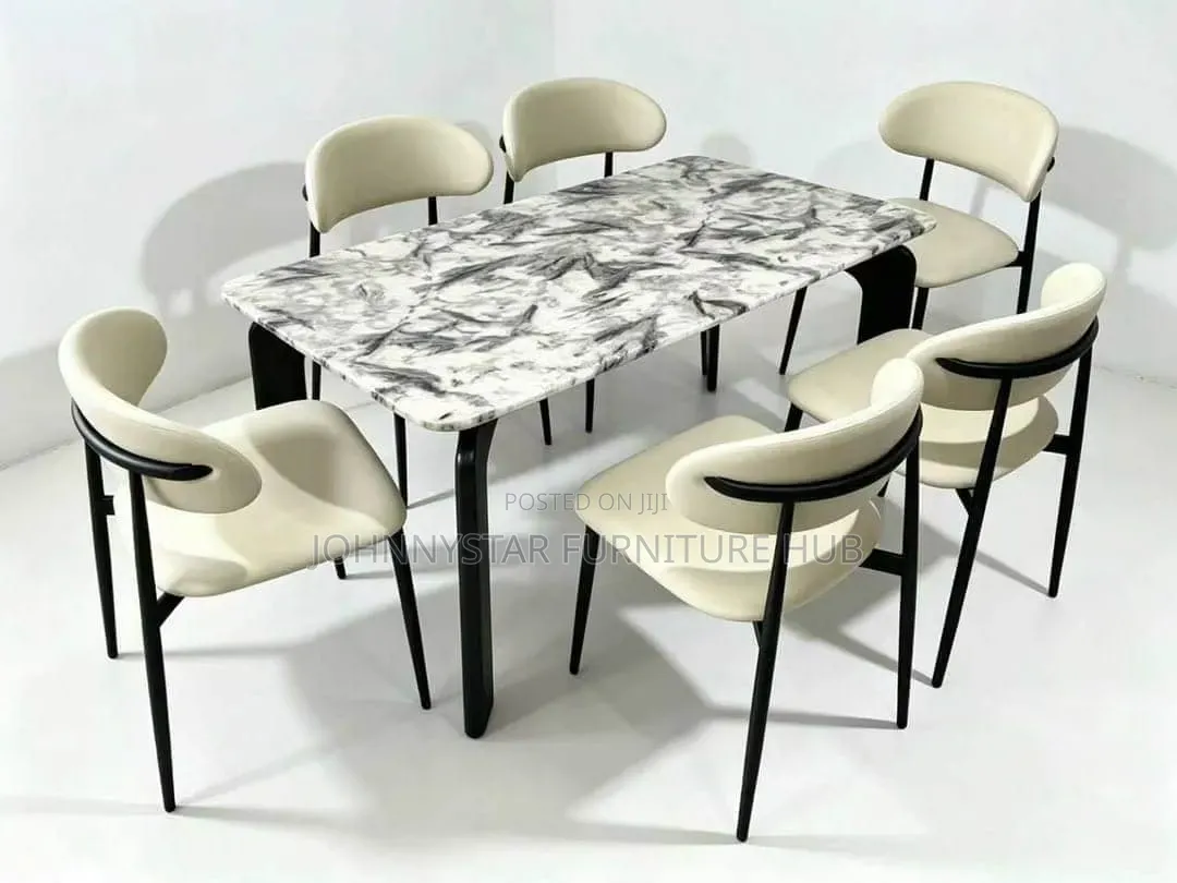 Unique Johnnystar Marble Dinning Table With 6 Chairs