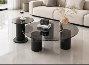 Simple Glass Top Center Table With Wooden Leg