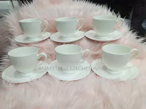 Plain White Tea Cup and Saucer