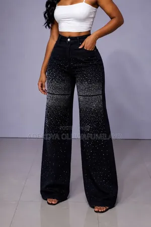 Rhinestone Black Jean