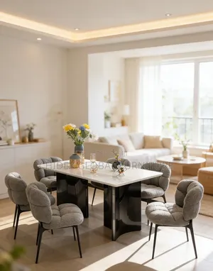 Executive Marble Dining Table Sets With Leather Chairs