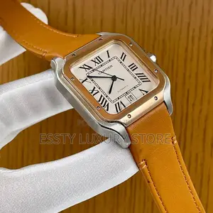 Automatic Quality Luxury Cartier Leather Wristwatch