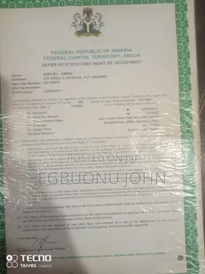 Plot 805 to Sell at Fcda Kagini Residential District Abuja