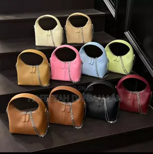 Mini Handbag With Chain - Powder Blue and Brown - New Arrival