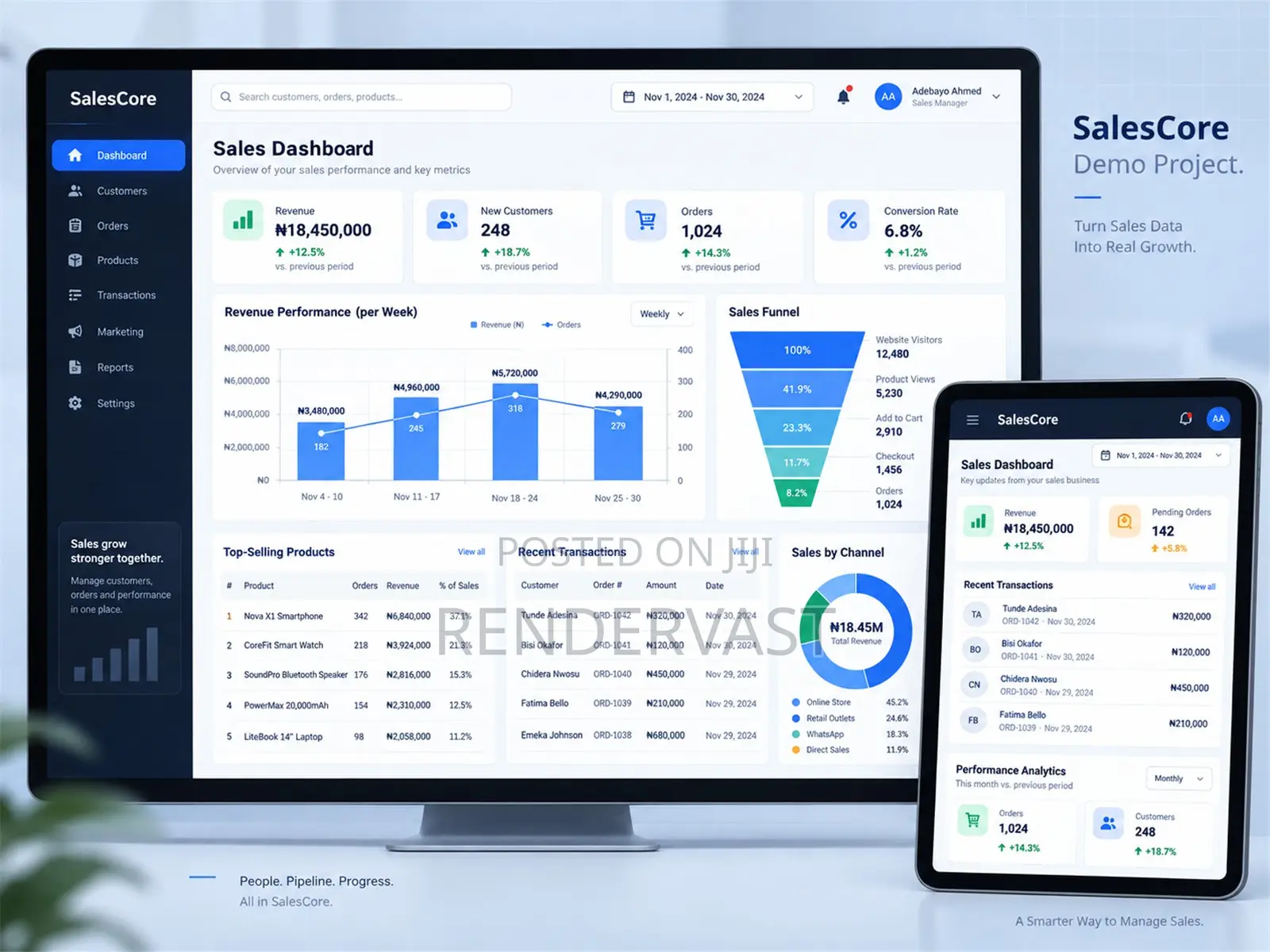 Custom Admin Dashboard Management System Development