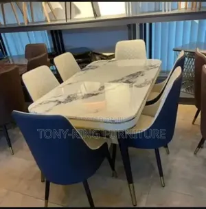 Modern Luxury 6-Seater Dining Set Featuring a White Marble-Effect Top