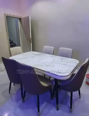 Modern Luxury 6-Seater Dining Set Featuring a White Marble-Effect Top