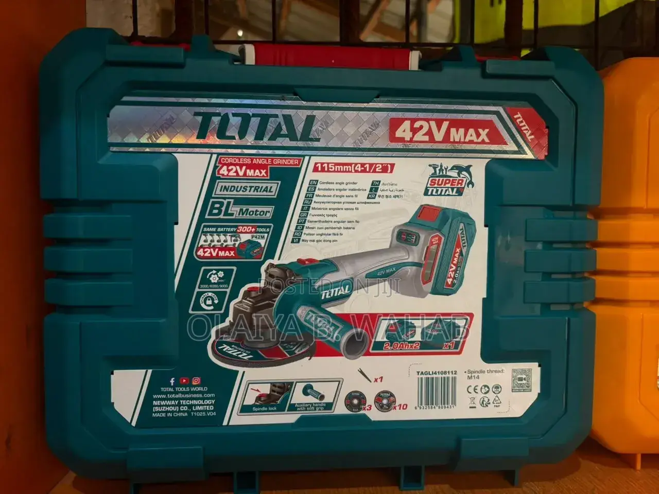 TOTAL TAGLI 42V Brushless Cordless Angle Grinder Kit