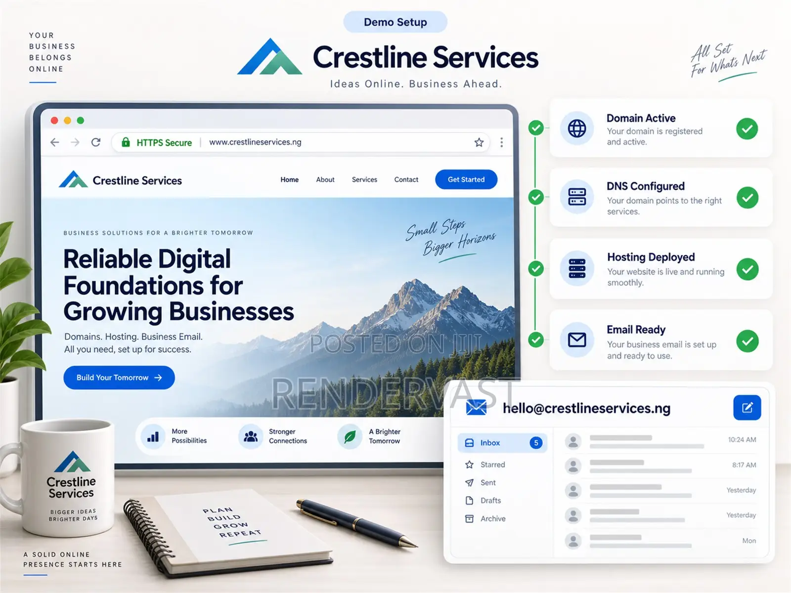 Domain, Web Hosting Professional Business Email Setup