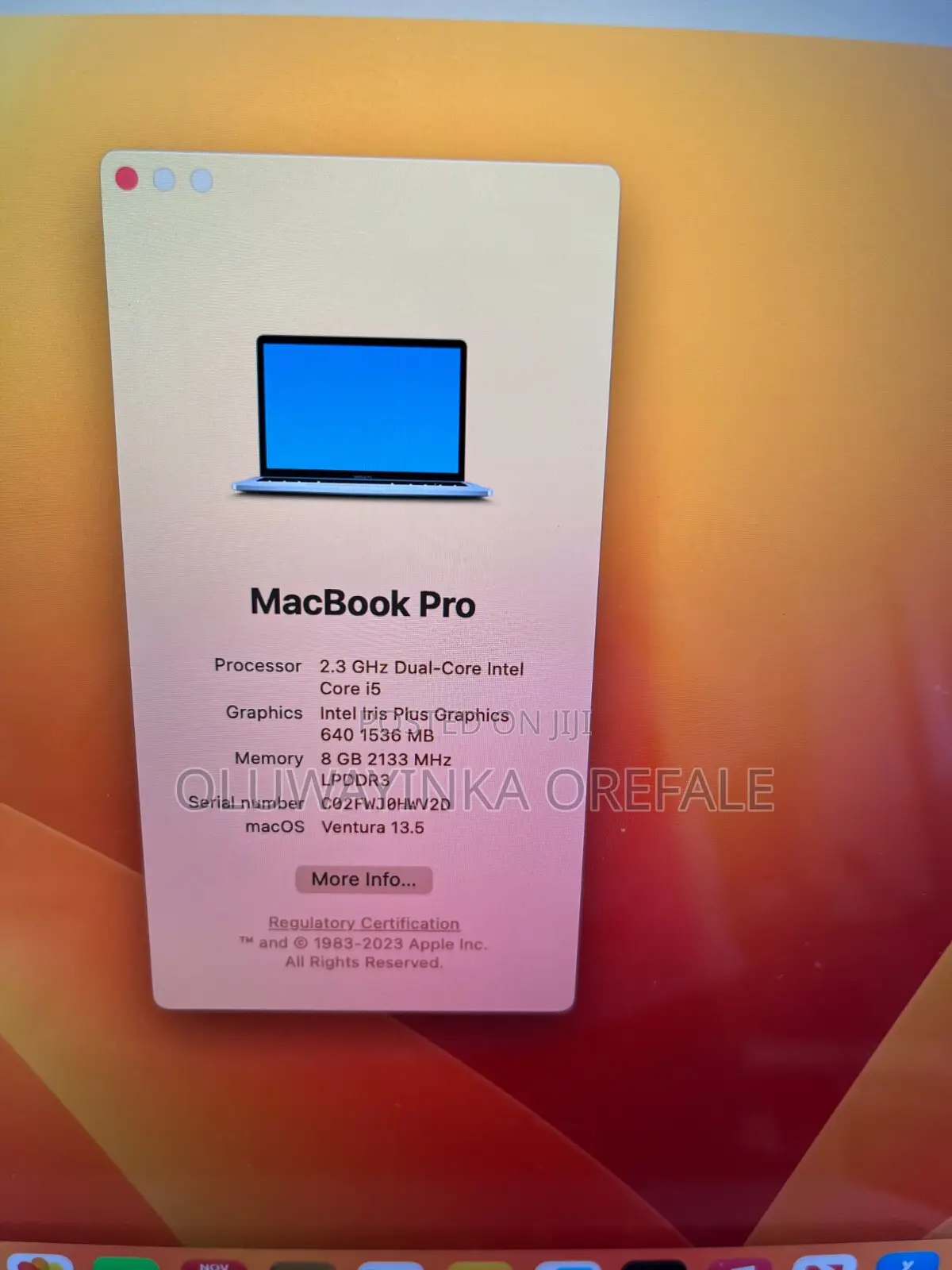 Laptop Apple MacBook Pro 2017 8GB Intel Core i5 SSD 256GB