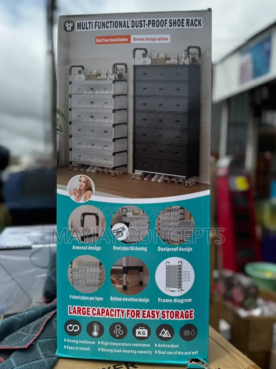 Large Multi-Layer Dust-Proof Shoe Rack With Steel Frame Storage System