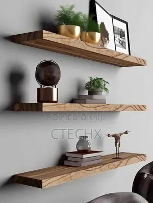 Wall Mounted Floating Shelf, Set of 4 Light Walnut 36 Inch
