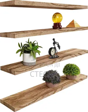 Wall Mounted Floating Shelf, Set of 4 Light Walnut 36 Inch