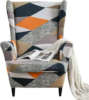 MINGPINHUIUS Soft Polyester Stretch Print Wingback Chair Covers 2 Set