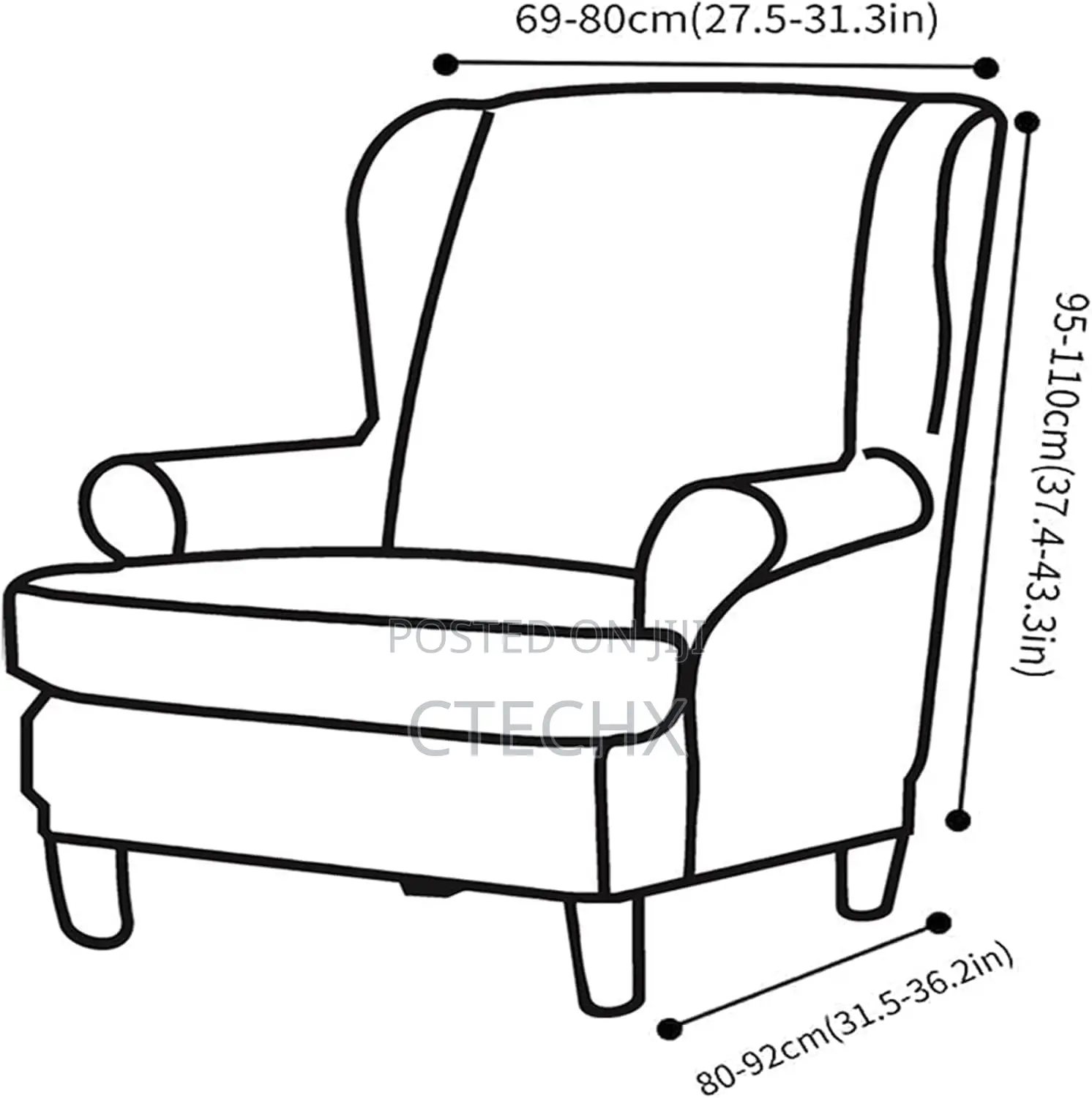 MINGPINHUIUS Soft Polyester Stretch Print Wingback Chair Covers 2 Set