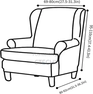 MINGPINHUIUS Soft Polyester Stretch Print Wingback Chair Covers 2 Set