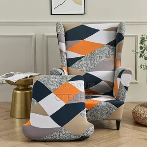 MINGPINHUIUS Soft Polyester Stretch Print Wingback Chair Covers 2 Set