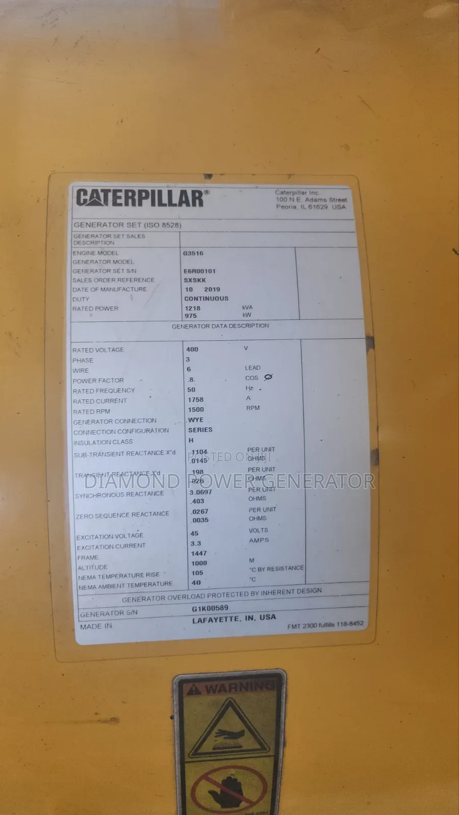 1218kva Gas Generator