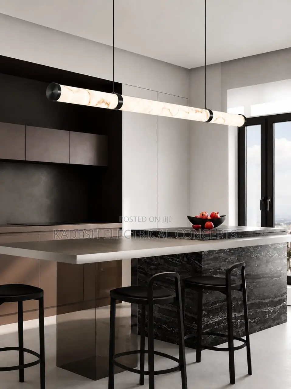 Modern Pendant Long Strip Straight Light All Marble Light