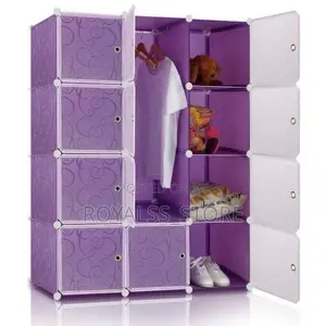 PVC Plastic Storage Wardrobe With Cloth Hanging Rails
