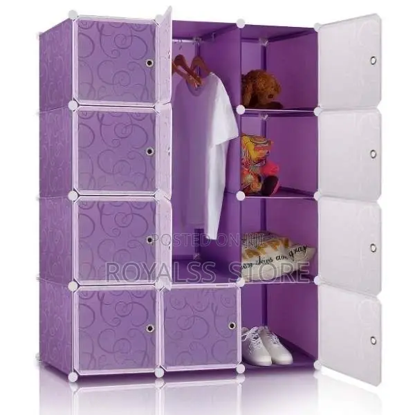PVC Plastic Storage Wardrobe With Cloth Hanging Rails