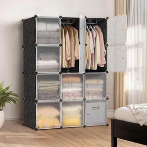 PVC Plastic Storage Wardrobe With Cloth Hanging Rails