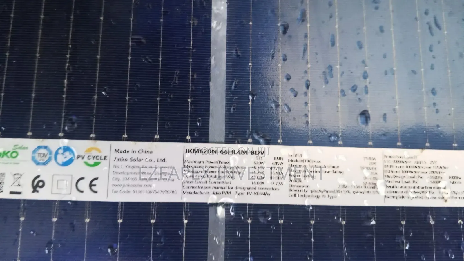 620/685watts Jinko Bifacial Panel