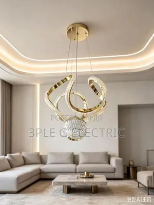 Gold Body Coiled Ring With 1 Dropping Led Pendant Light