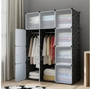 PVC Plastic Storage Wardrobe With Cloth Hanging Rails