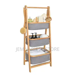 3-Tier Foldable Multipurpose Wooden Storage Rack