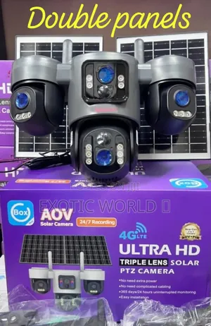 4G LTE Triple Lens Solar PTZ CCTV Camera | 360° Security Camera
