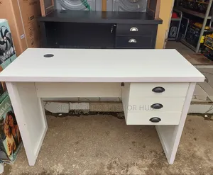 4 Fit Office Table White Colour With Central Lock Key