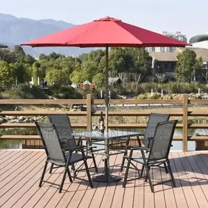 A Unique Restaurant Outdoor Set With Umbrella Shelf