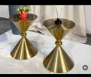 Golden Steel/ Wood Side Tables