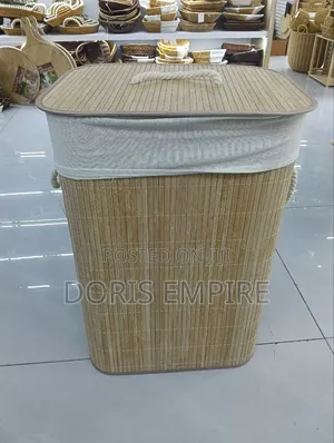 Foldable Bamboo Laundry Basket With Lid.