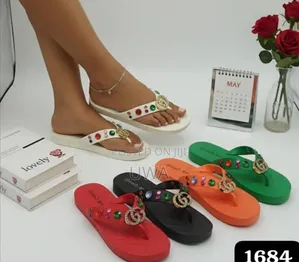 Designer Inspired Gem-Embellished Thong Flip-Flops for Women